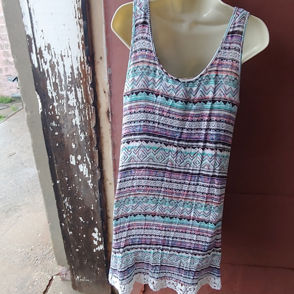 All At Once | Swing Multicolor Aline Tunic Crochet Tank Top Large - Picture 15 of 15